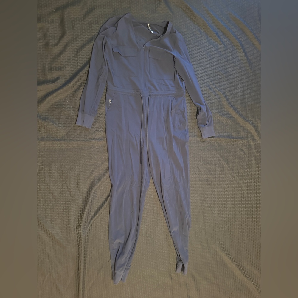 Athleta Navy Blue One Piece Jumpsuit Zipup Size XS